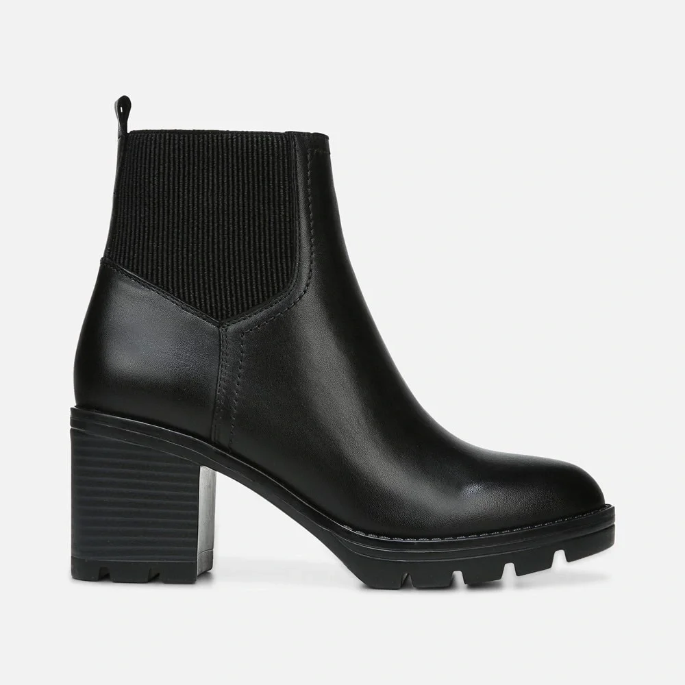 Naturalizer black leather waterproof Verney lug chelsea boots nib 11w